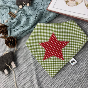 Handmade Green Gingham Bib With Star Appliqué